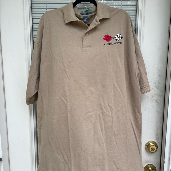Pine Island Shirtmakers Other - Corvette Embroidered Polo Shirt in Khaki